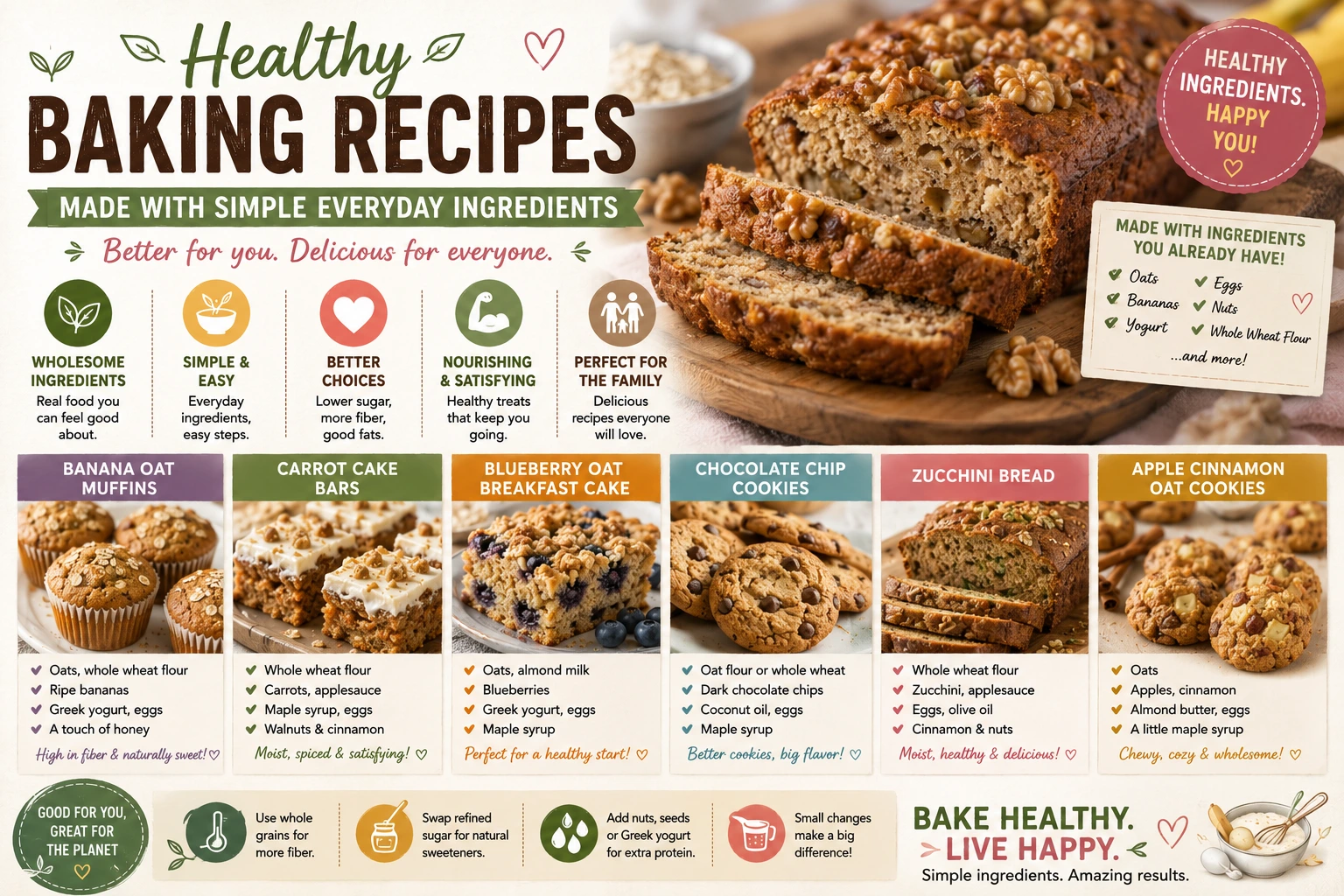Healthy Baking Recipes Made with Simple Everyday Ingredients